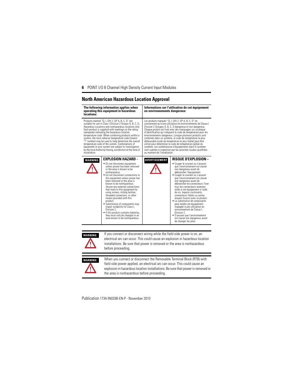 North american hazardous location approval | Rockwell Automation 1734-IE8C Installation Instructions User Manual | Page 6 / 24