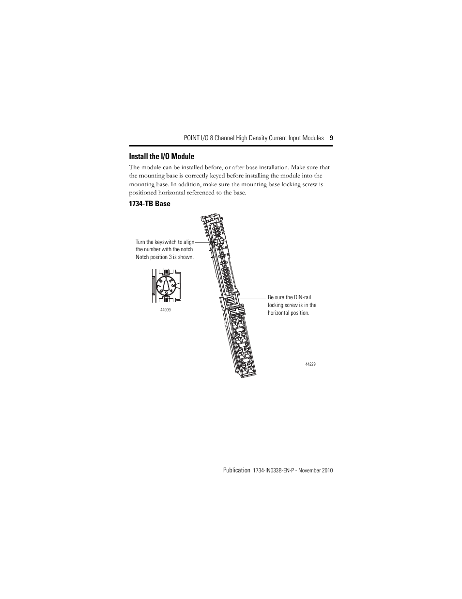 Install the i/o module | Rockwell Automation 1734-IE8C Installation Instructions User Manual | Page 9 / 24