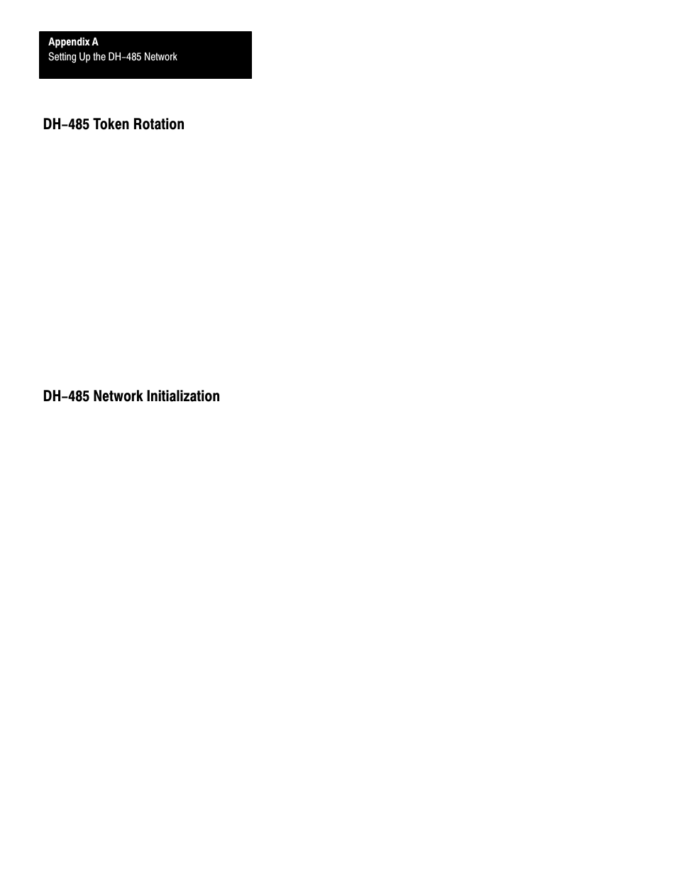 Dh-485 token rotation, Dh-485 network initialization | Rockwell Automation 1747-L40 SLC 500 Fixed Hardware Style User Manual | Page 107 / 223