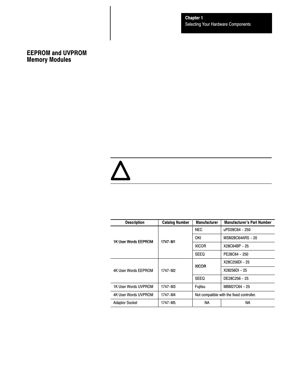 Eeprom and uvprom memory modules | Rockwell Automation 1747-L40 SLC 500 Fixed Hardware Style User Manual | Page 30 / 223