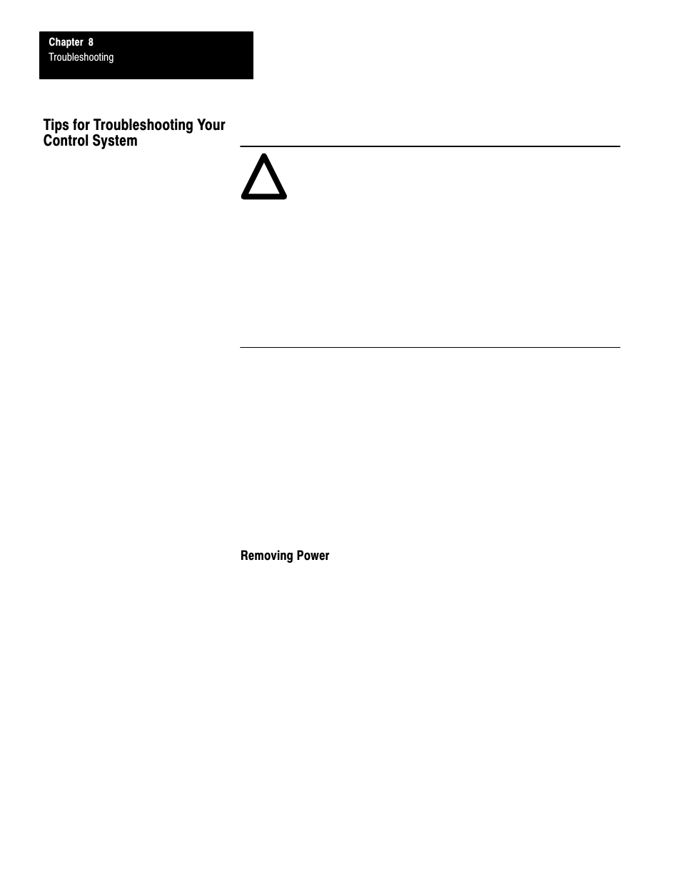 Tips for troubleshooting your control system, Removing power | Rockwell Automation 1747-L40 SLC 500 Fixed Hardware Style User Manual | Page 93 / 223