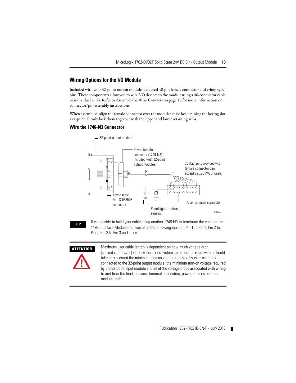 Wiring options for the i/o module | Rockwell Automation 1762-OV32T MicroLogix Solid State 24V DC Sink Output User Manual | Page 13 / 20