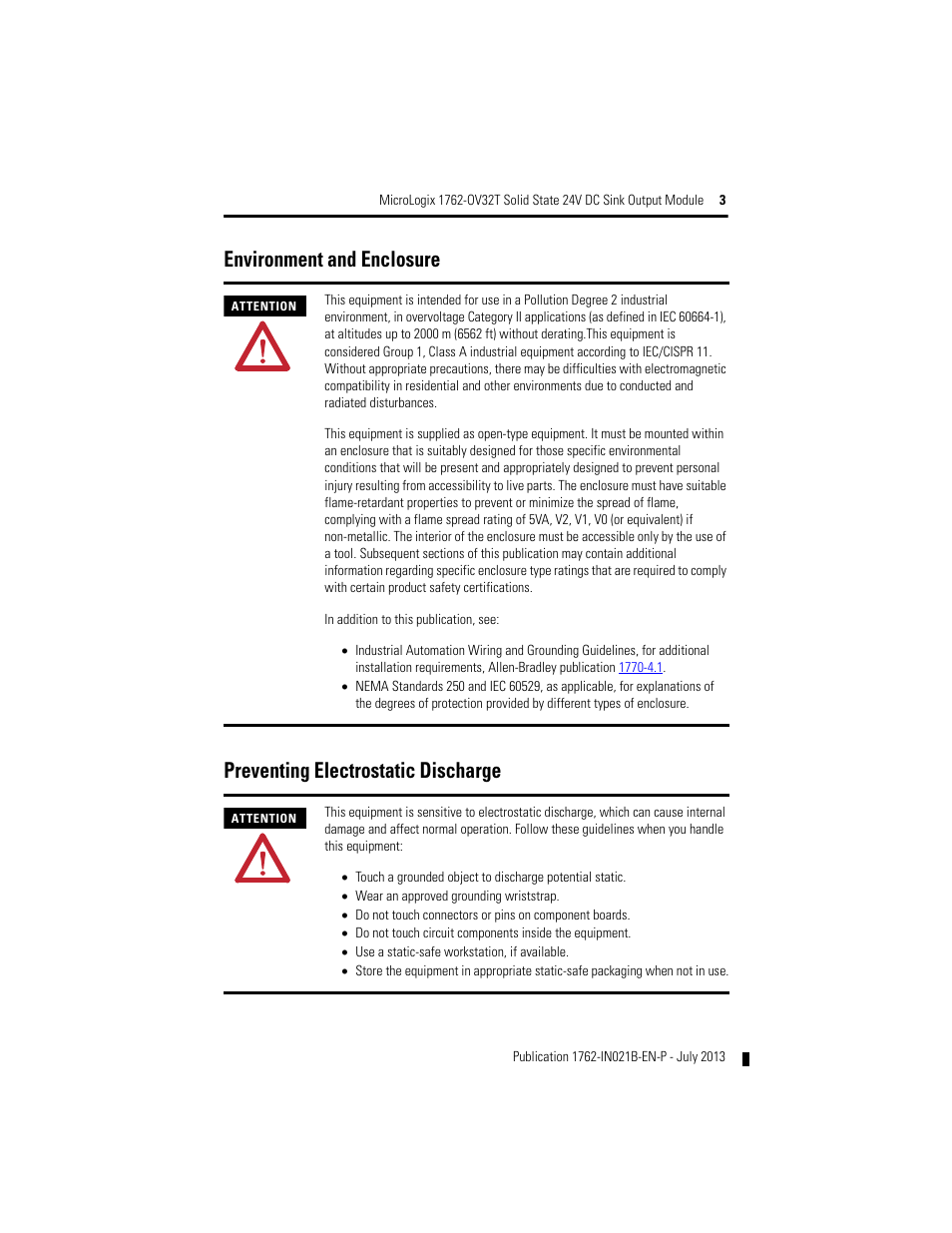 Rockwell Automation 1762-OV32T MicroLogix Solid State 24V DC Sink Output User Manual | Page 3 / 20