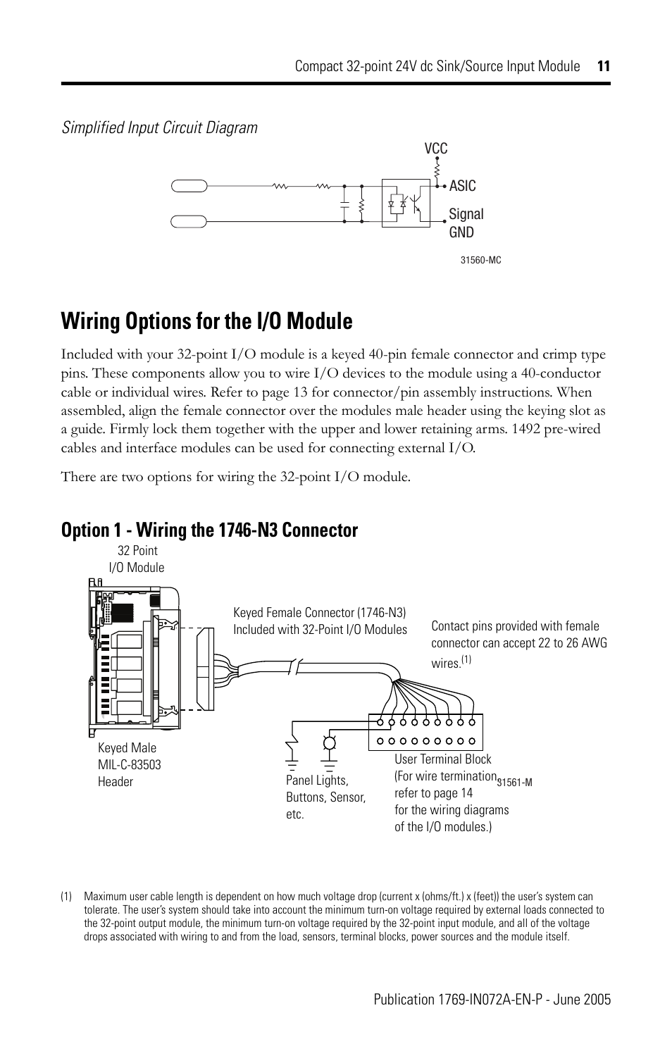 Wiring options for the i/o module | Rockwell Automation 1769-IQ32T Compact Module User Manual | Page 11 / 20