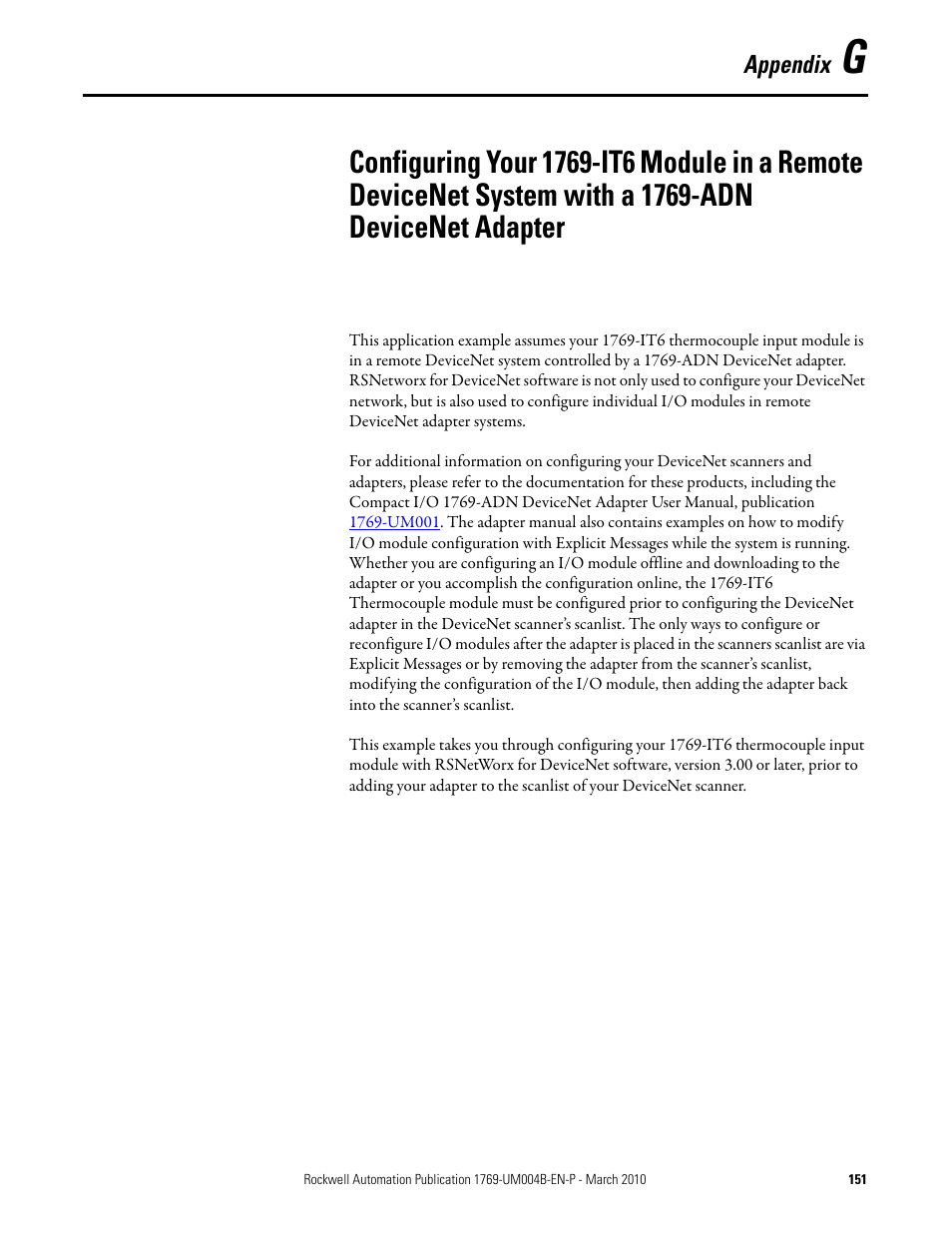 Appendix g | Rockwell Automation 1769-IT6 Compact I/O 1769-IT6 Thermocouple/mV Input Module User Manual | Page 151 / 168