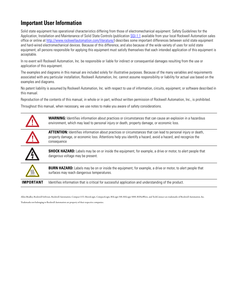 Important user information | Rockwell Automation 1769-IT6 Compact I/O 1769-IT6 Thermocouple/mV Input Module User Manual | Page 2 / 168