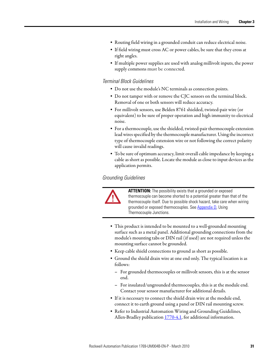 Rockwell Automation 1769-IT6 Compact I/O 1769-IT6 Thermocouple/mV Input Module User Manual | Page 31 / 168