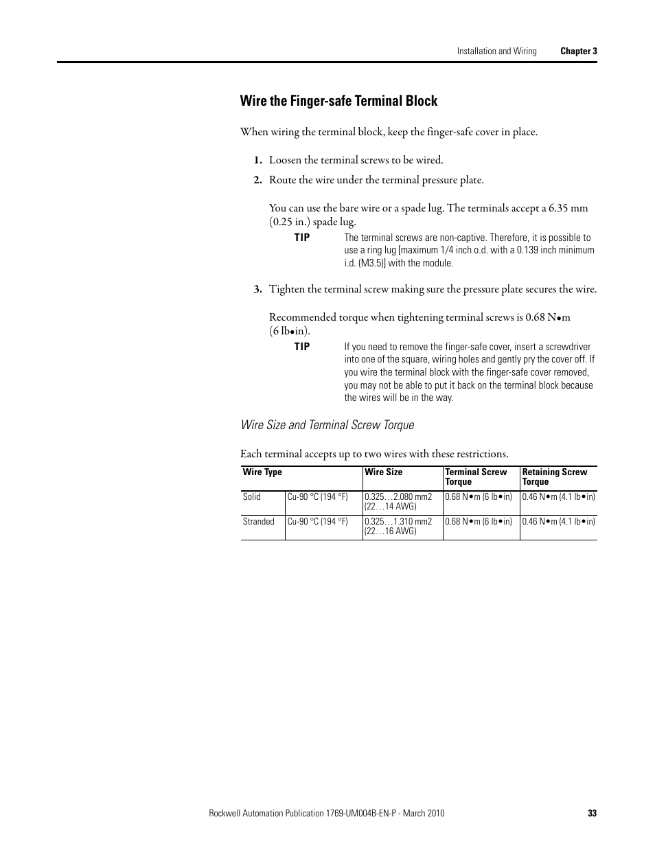 Wire the finger-safe terminal block | Rockwell Automation 1769-IT6 Compact I/O 1769-IT6 Thermocouple/mV Input Module User Manual | Page 33 / 168