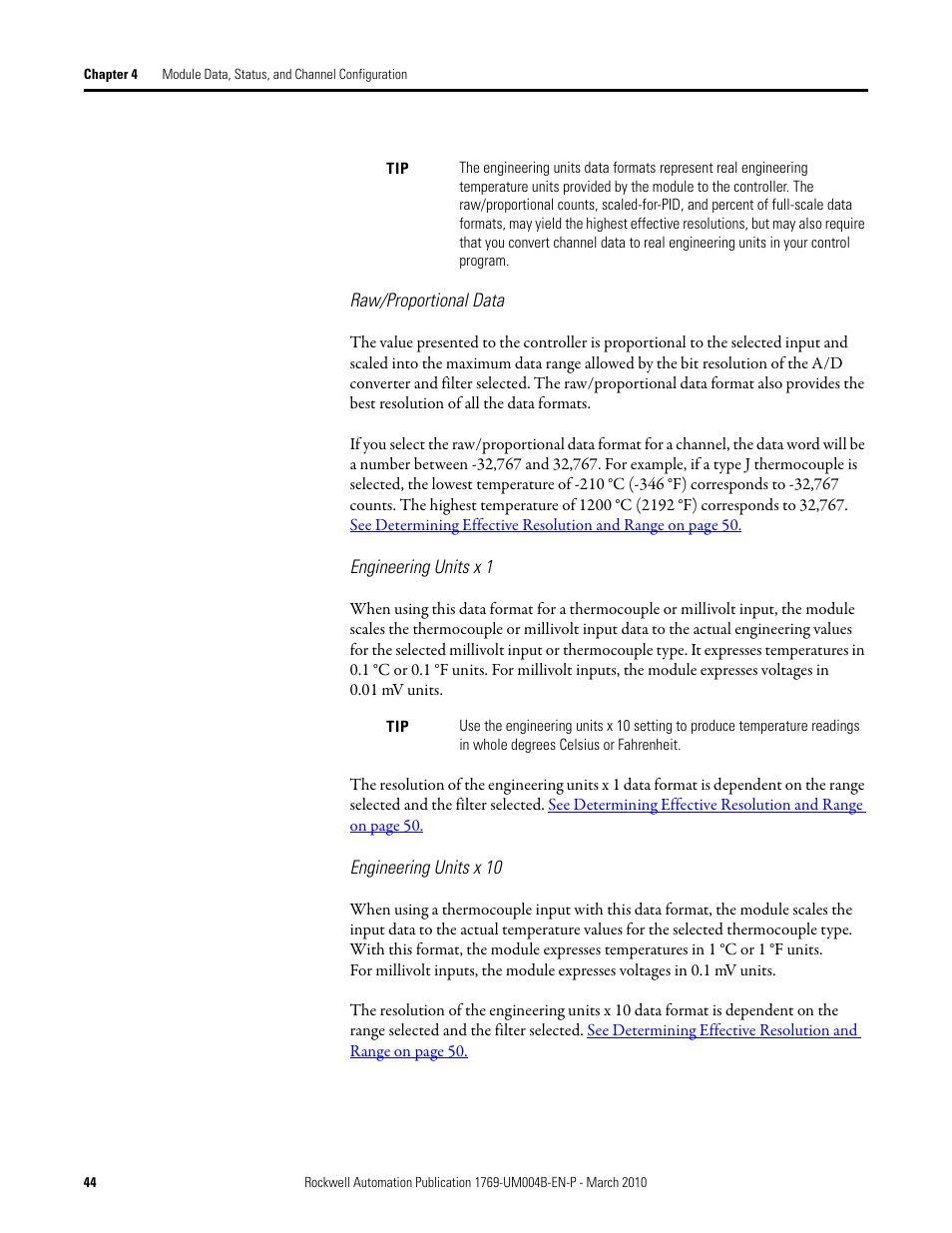 Rockwell Automation 1769-IT6 Compact I/O 1769-IT6 Thermocouple/mV Input Module User Manual | Page 44 / 168