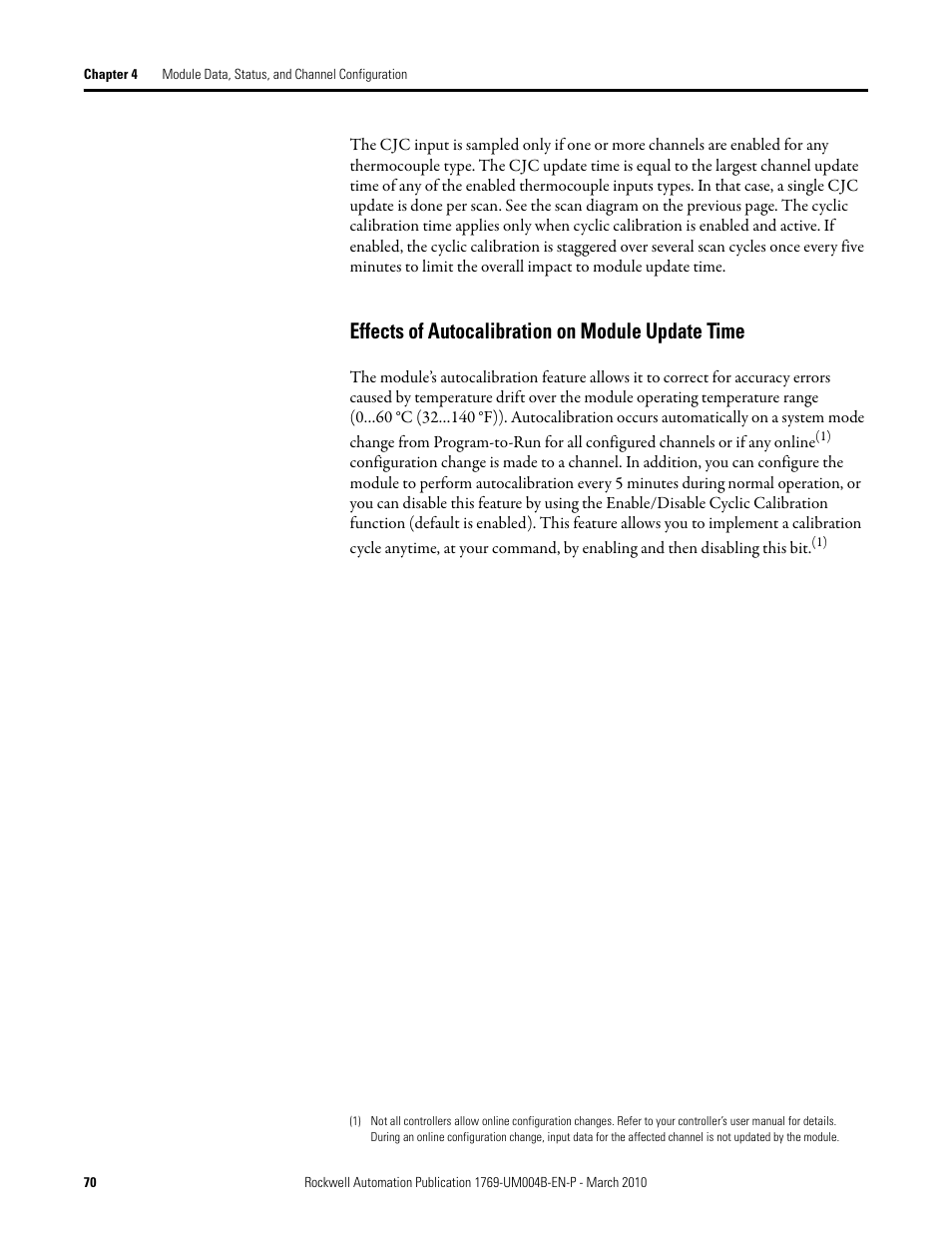 Effects of autocalibration on module update time | Rockwell Automation 1769-IT6 Compact I/O 1769-IT6 Thermocouple/mV Input Module User Manual | Page 70 / 168