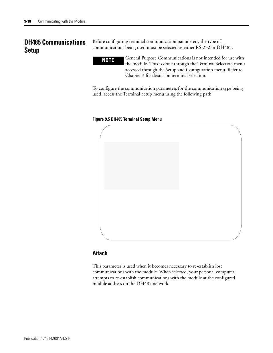 Dh485 communications setup, Dh485 communications setup -18, Attach -18 | Attach | Rockwell Automation 1747-PBASE BASIC Development Software Programming Manual User Manual | Page 118 / 144