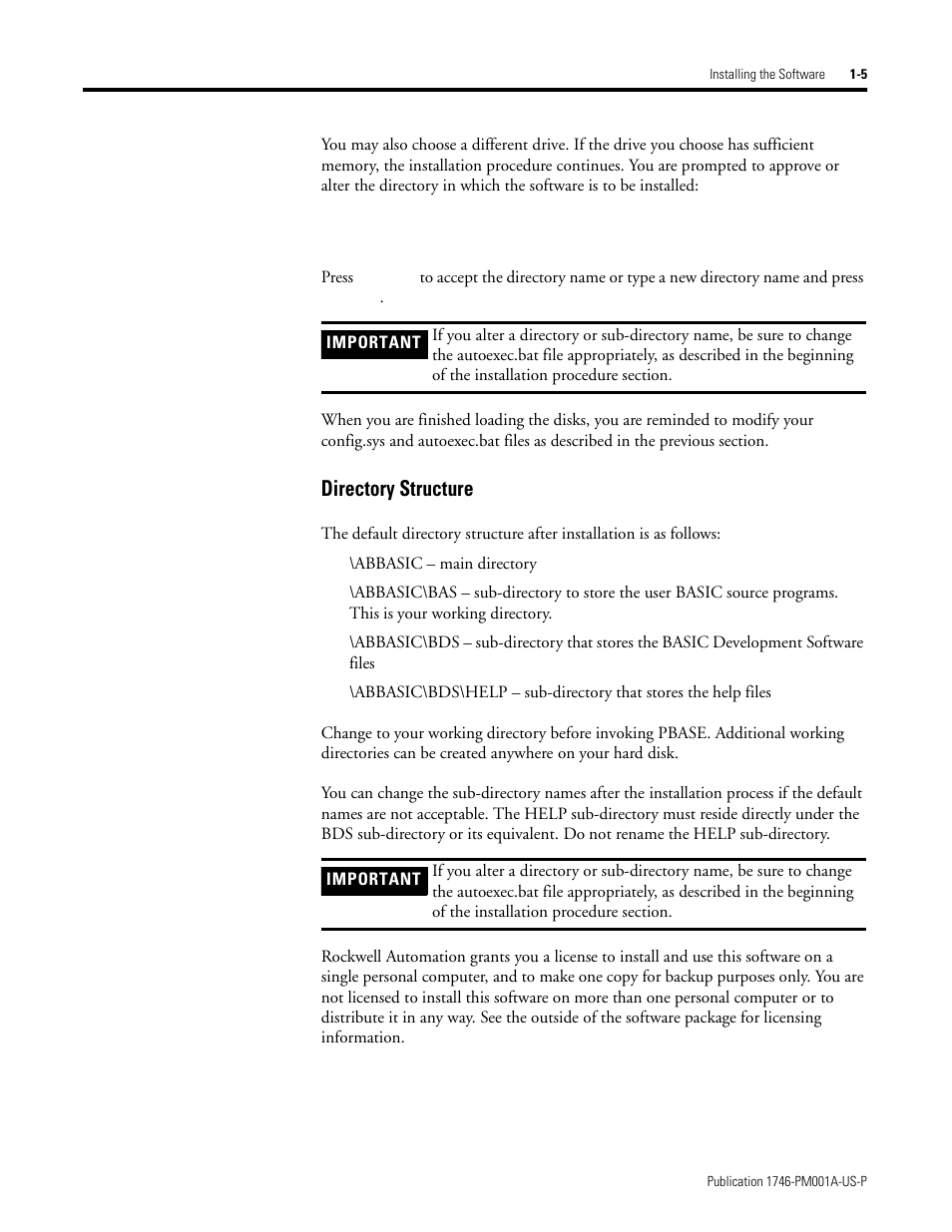 Directory structure -5, Directory structure | Rockwell Automation 1747-PBASE BASIC Development Software Programming Manual User Manual | Page 19 / 144