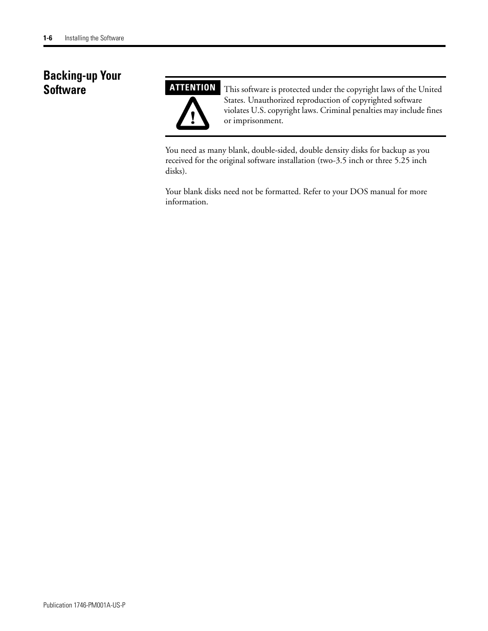 Backing-up your software, Backing-up your software -6 | Rockwell Automation 1747-PBASE BASIC Development Software Programming Manual User Manual | Page 20 / 144