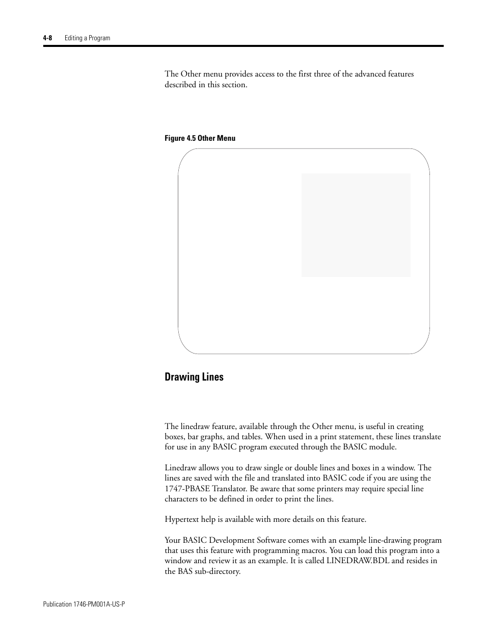 Drawing lines -8, Drawing lines | Rockwell Automation 1747-PBASE BASIC Development Software Programming Manual User Manual | Page 56 / 144