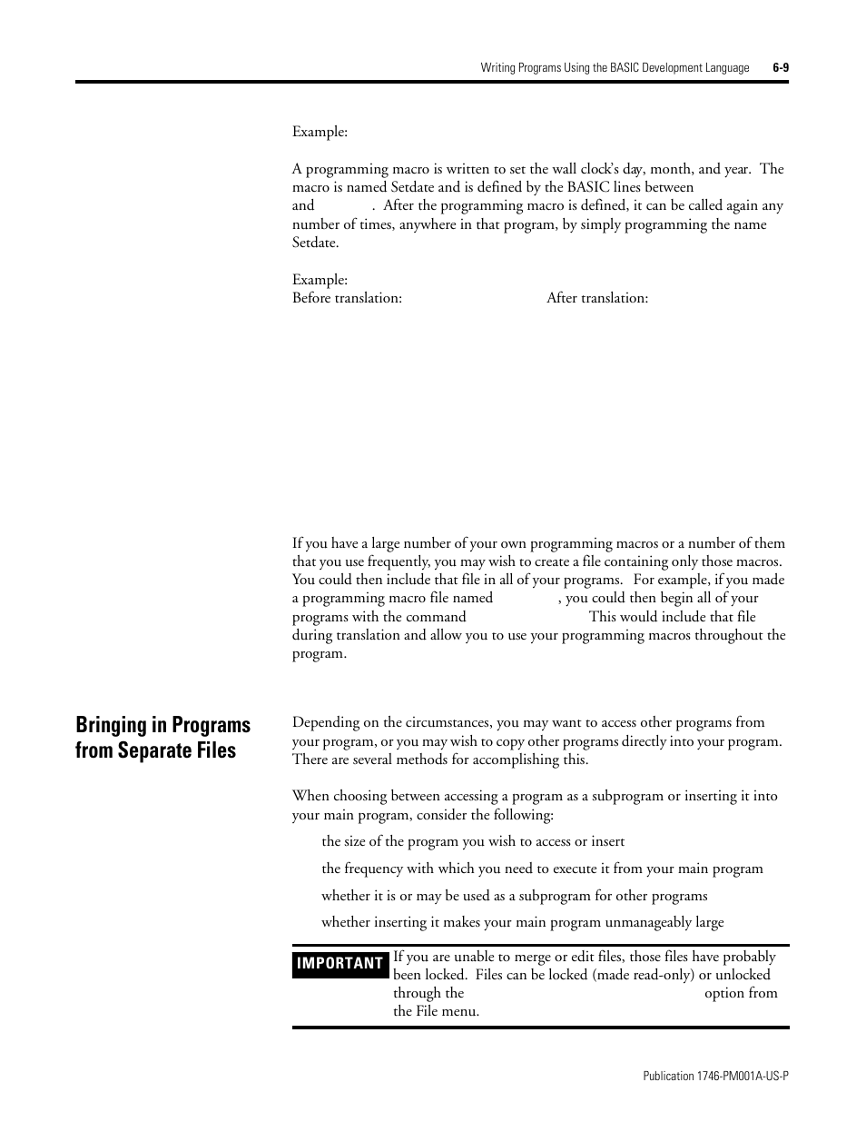 Bringing in programs from separate files, Bringing in programs from separate files -9 | Rockwell Automation 1747-PBASE BASIC Development Software Programming Manual User Manual | Page 81 / 144