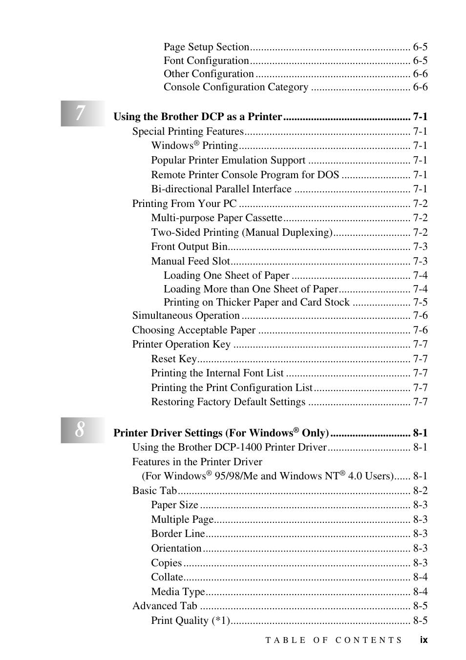 Brother DCP-1400 User Manual | Page 11 / 147