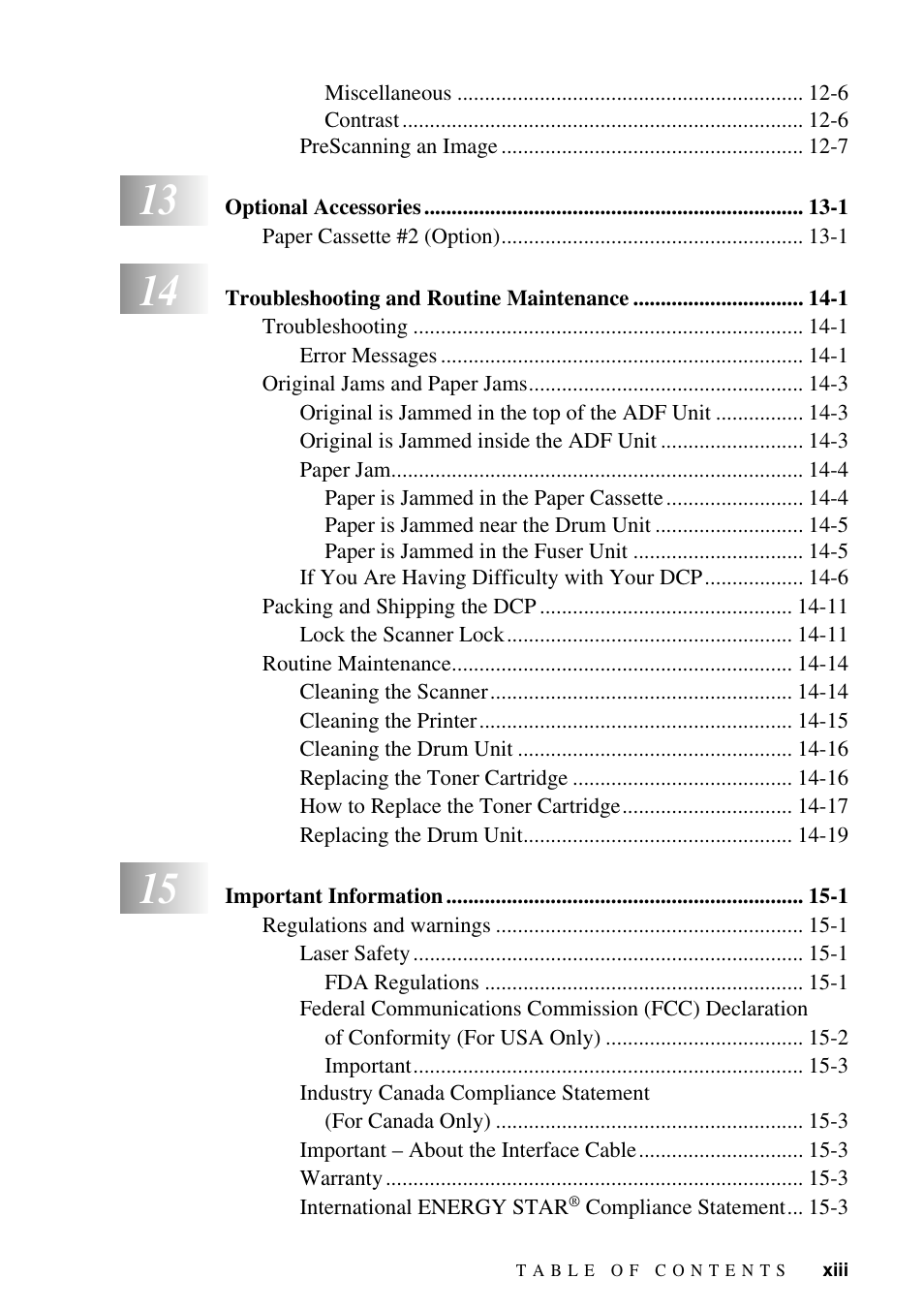 Brother DCP-1400 User Manual | Page 15 / 147