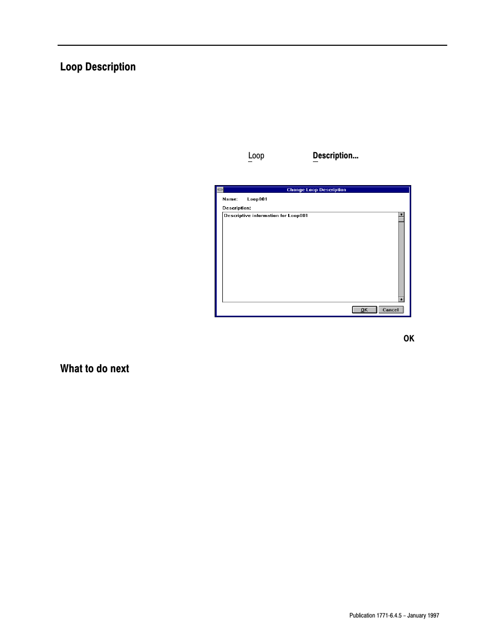 Loop description what to do next | Rockwell Automation 1771-TCM TEMPERATURE CONTROL User Manual | Page 48 / 67