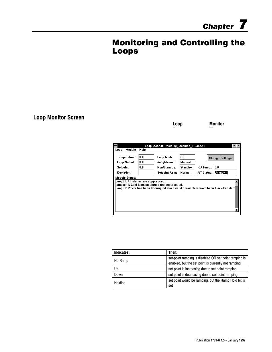 Monitoring and controlling the loops, Chapter | Rockwell Automation 1771-TCM TEMPERATURE CONTROL User Manual | Page 58 / 67