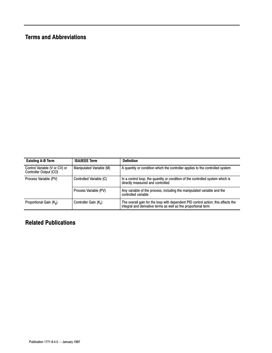 Terms and abbreviations related publications | Rockwell Automation 1771-TCM TEMPERATURE CONTROL User Manual | Page 7 / 67