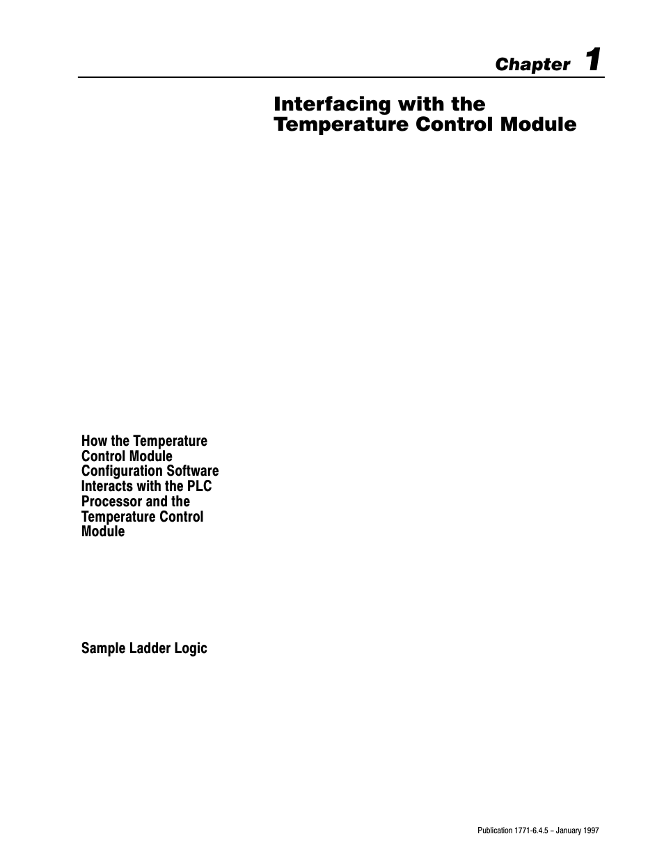 Interfacing with the temperature control module, Chapter | Rockwell Automation 1771-TCM TEMPERATURE CONTROL User Manual | Page 8 / 67