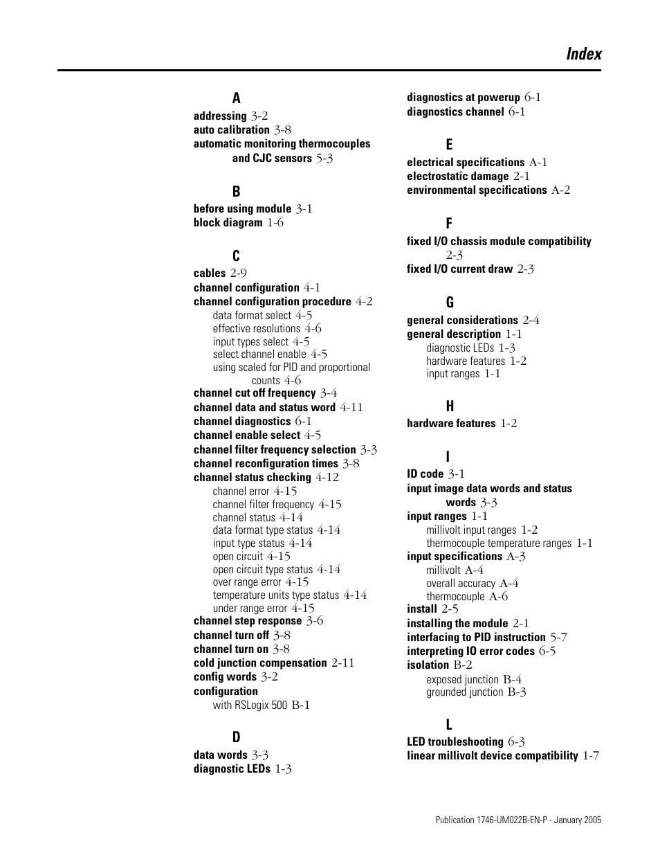 Index | Rockwell Automation 1746-NT8 SLC 500 Thermocouple/mV Analog Input Module User Manual User Manual | Page 107 / 110