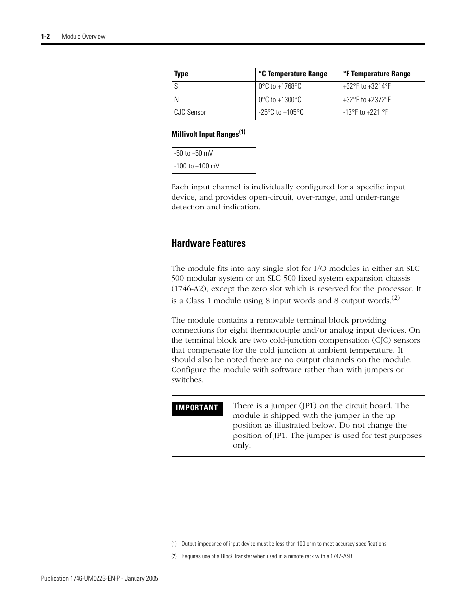 Hardware features -2, Hardware features | Rockwell Automation 1746-NT8 SLC 500 Thermocouple/mV Analog Input Module User Manual User Manual | Page 12 / 110