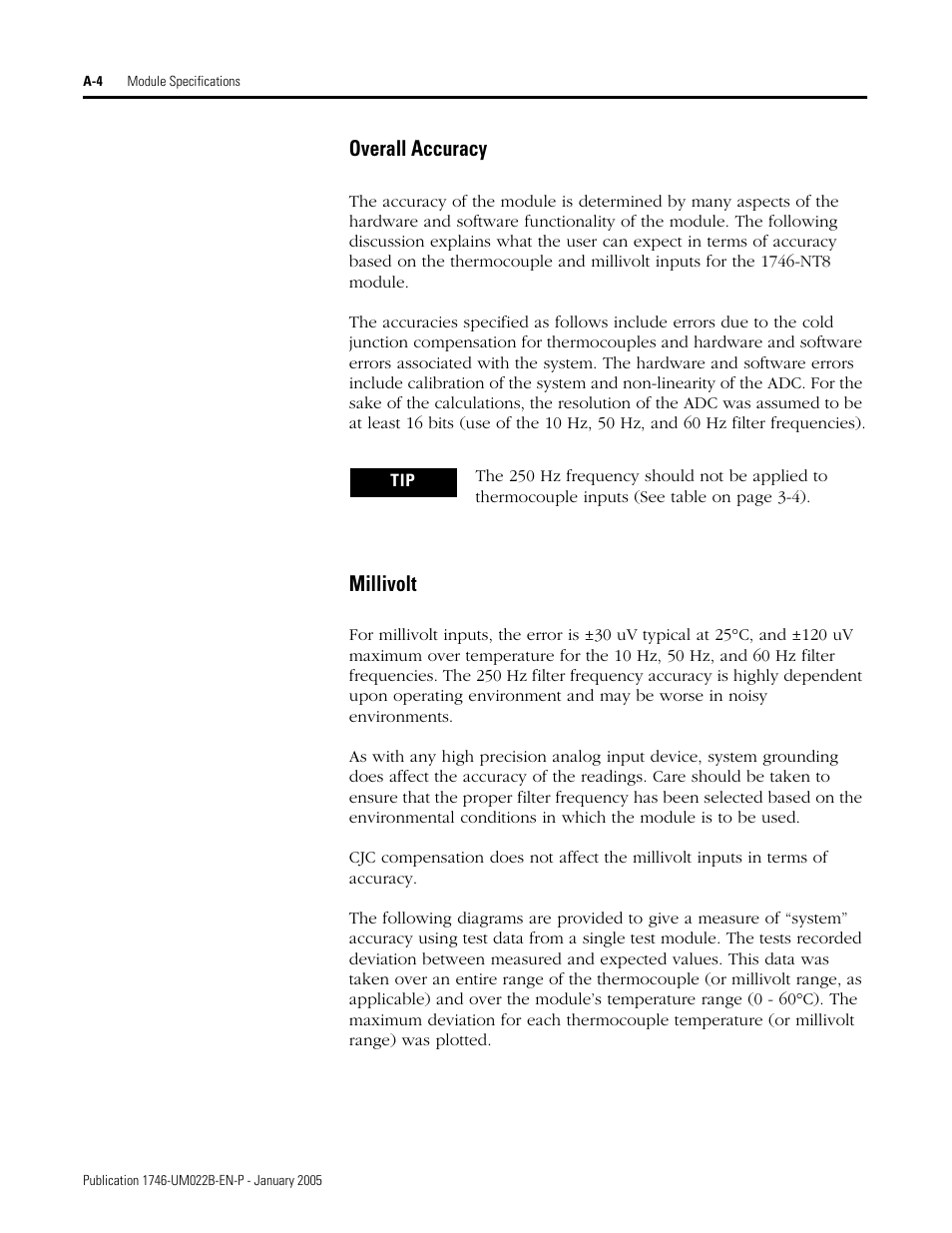 Overall accuracy, Millivolt | Rockwell Automation 1746-NT8 SLC 500 Thermocouple/mV Analog Input Module User Manual User Manual | Page 84 / 110