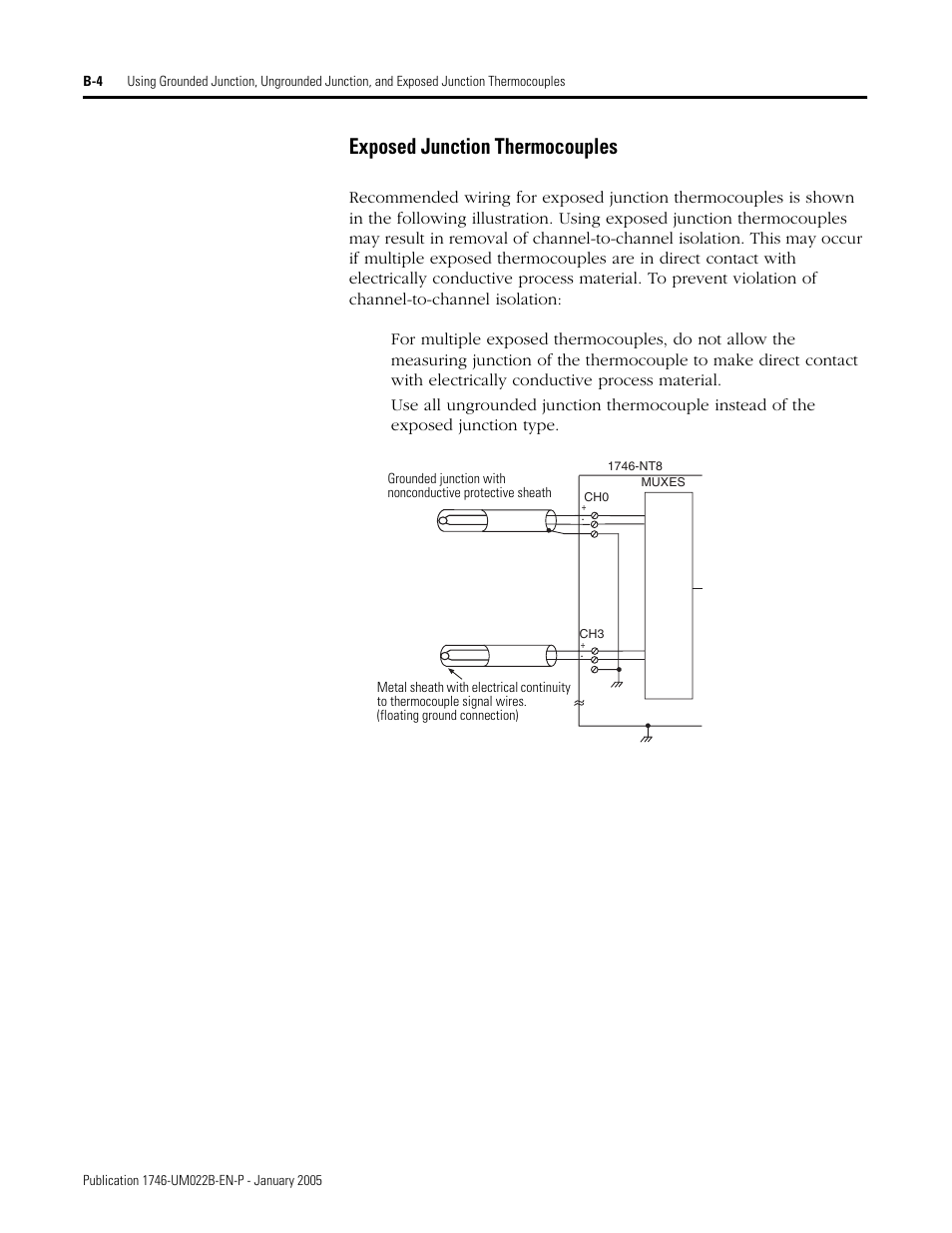 Exposed junction thermocouples | Rockwell Automation 1746-NT8 SLC 500 Thermocouple/mV Analog Input Module User Manual User Manual | Page 96 / 110