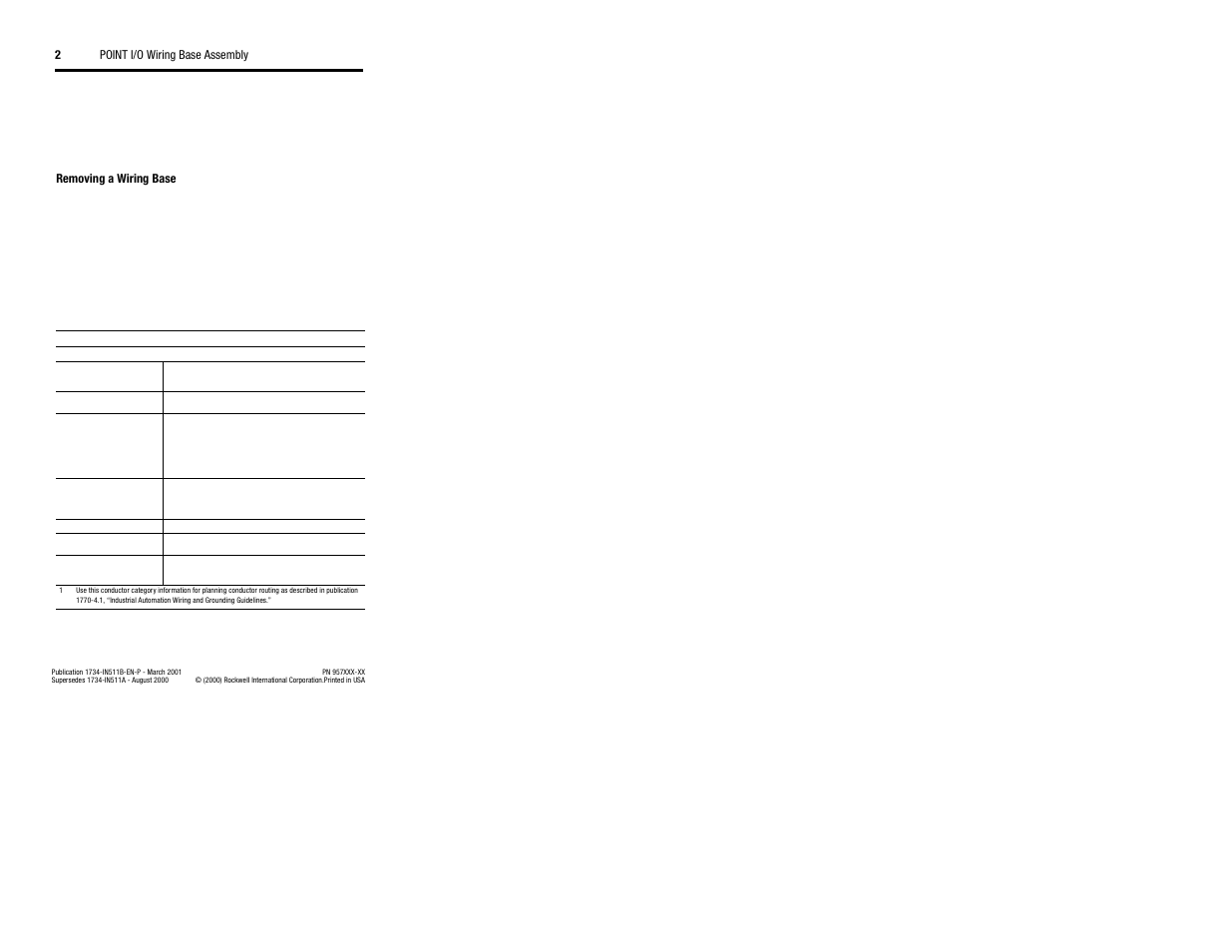 Removing a wiring base | Rockwell Automation 1734-TB POINT I/O Wiring Base Assembly Installation User Manual | Page 2 / 2