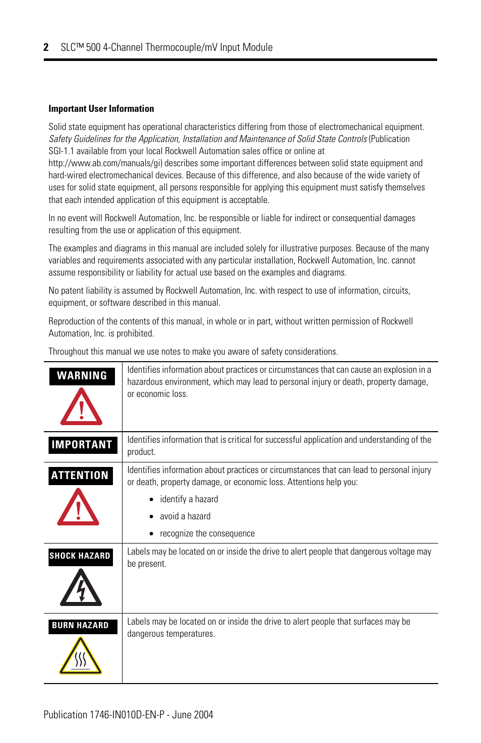 Rockwell Automation 1746-NT4 SLC 500 Thermocouple/mV Input Module Installation Instructions User Manual | Page 2 / 24