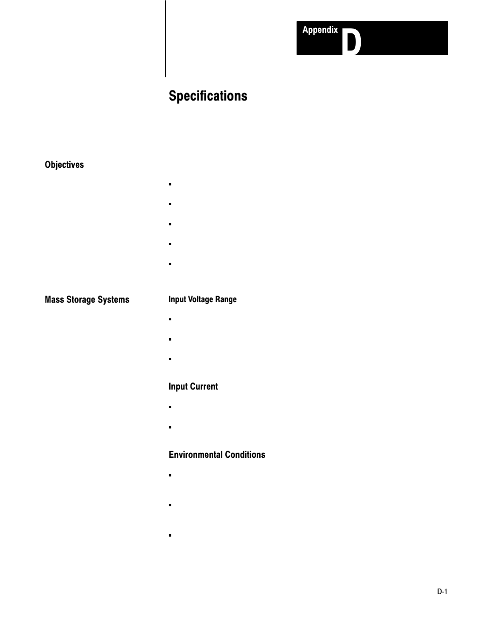 1770-6.6.1, d - specifications, Specifications | Rockwell Automation 1770-M12 Mass Storage Systems User Manual | Page 57 / 75