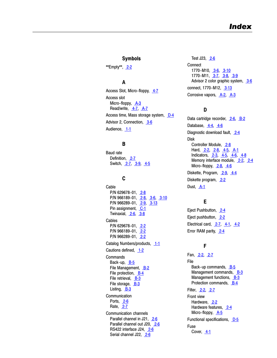 1770-6.6.1, index, Index | Rockwell Automation 1770-M12 Mass Storage Systems User Manual | Page 71 / 75