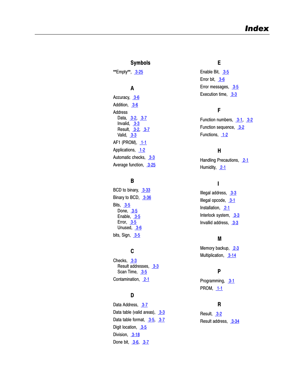 1772-6.5.1, index, Index | Rockwell Automation 1772-AF1,D17726.5.1 User Manual MINI-PLC-2/15 User Manual | Page 48 / 50