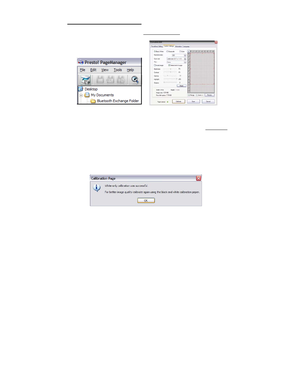 Performing scanner calibration | Brother DsMobile 600 User Manual | Page 37 / 42