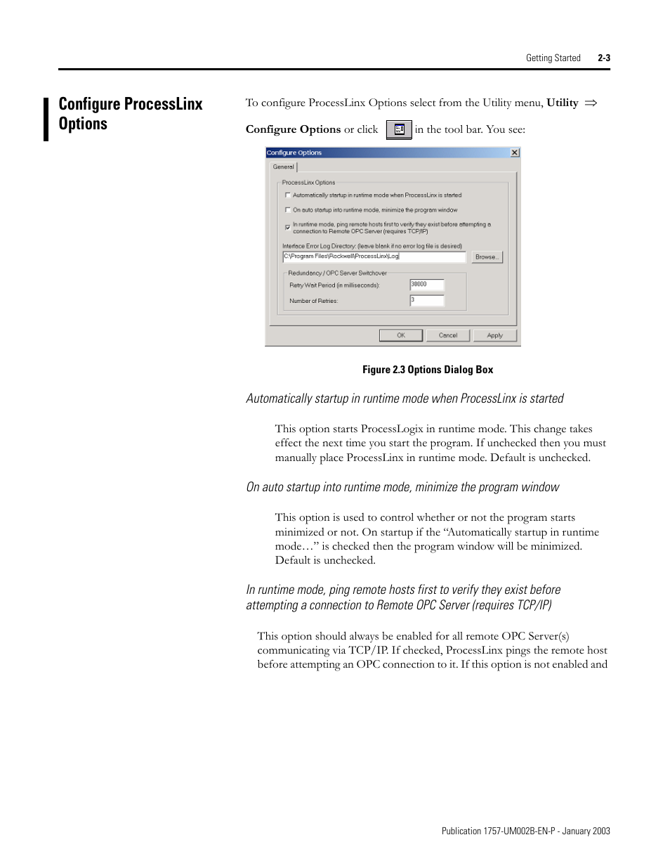 Configure processlinx options, Configure processlinx options -3 | Rockwell Automation 1757-PROCESSLINX ProcessLinx OPC Server to Server Software User Manual User Manual | Page 17 / 70