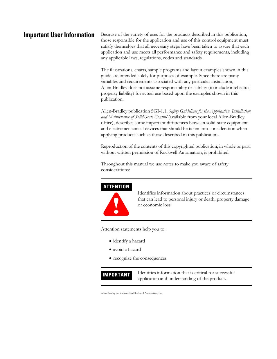 Important user information | Rockwell Automation 1757-PROCESSLINX ProcessLinx OPC Server to Server Software User Manual User Manual | Page 2 / 70