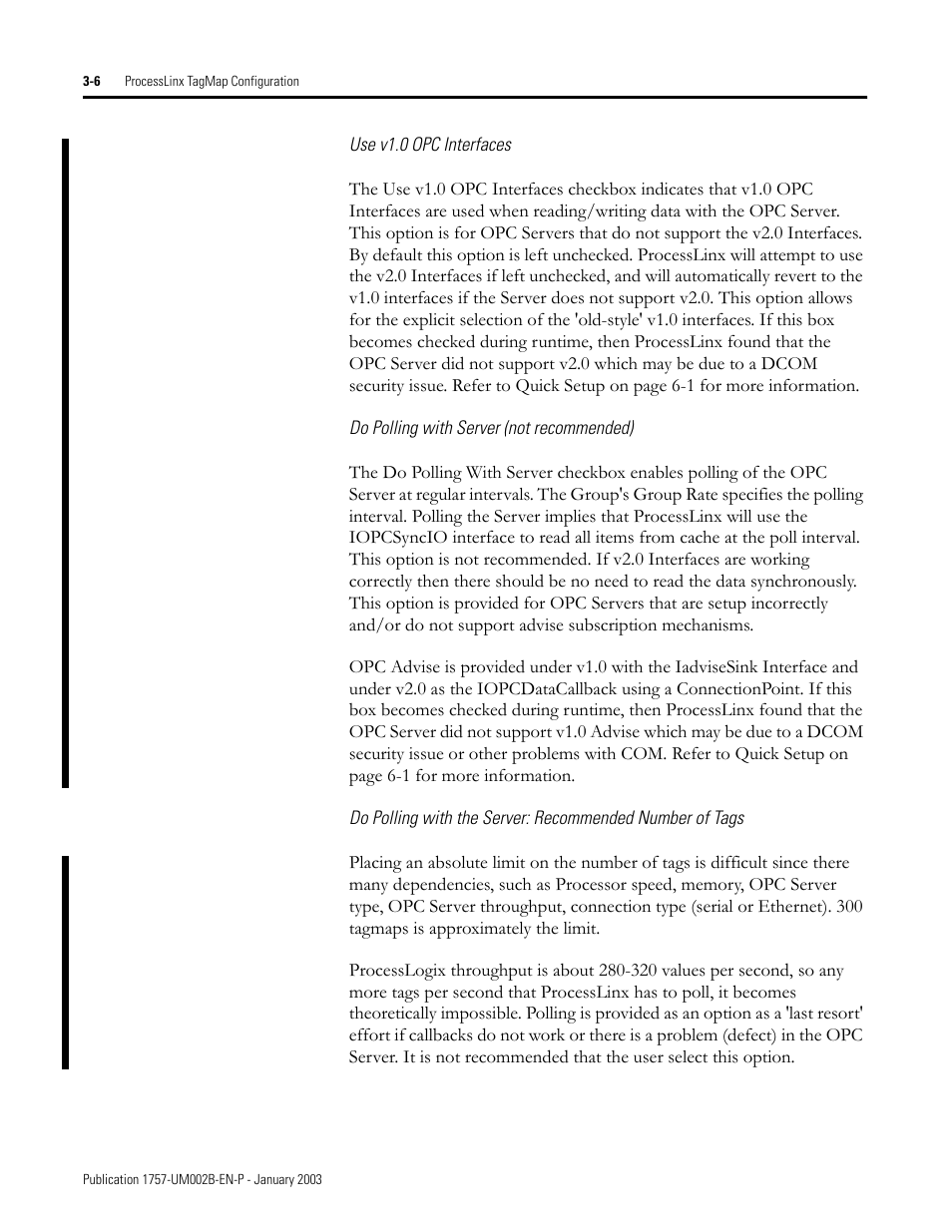 Use v1.0 opc interfaces, Do polling with server (not recommended) | Rockwell Automation 1757-PROCESSLINX ProcessLinx OPC Server to Server Software User Manual User Manual | Page 26 / 70