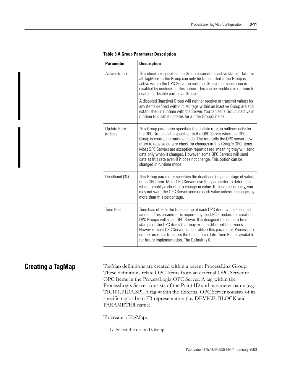 Creating a tagmap, Creating a tagmap -11 | Rockwell Automation 1757-PROCESSLINX ProcessLinx OPC Server to Server Software User Manual User Manual | Page 31 / 70
