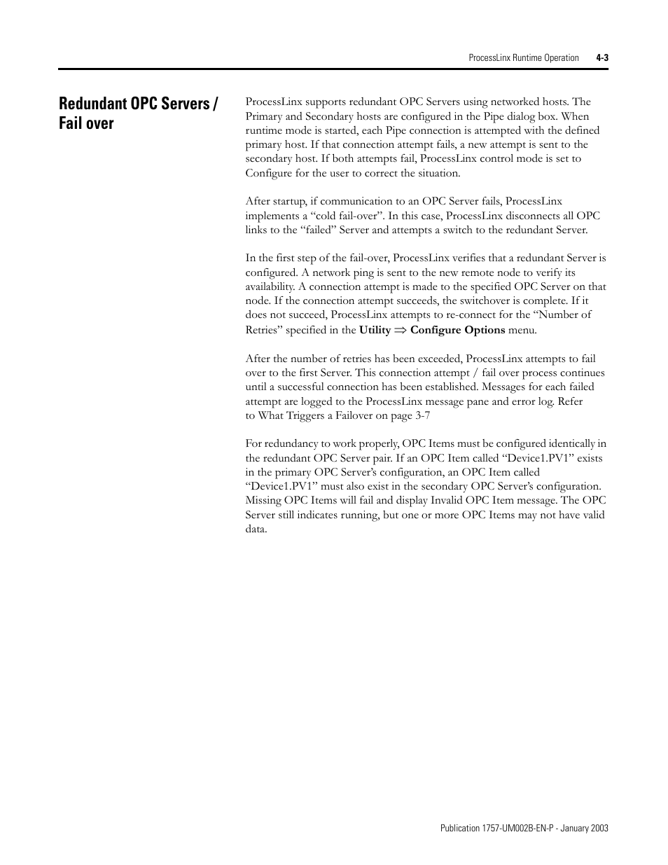 Redundant opc servers / fail over, Redundant opc servers / fail over -3 | Rockwell Automation 1757-PROCESSLINX ProcessLinx OPC Server to Server Software User Manual User Manual | Page 47 / 70