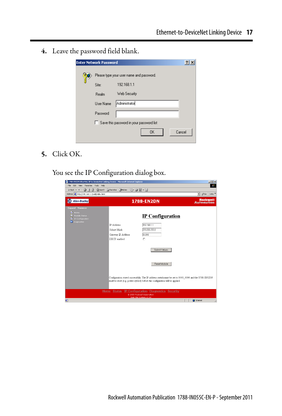 Rockwell Automation 1788-EN2DN Ethernet-to-DeviceNet Linking Device User Manual | Page 17 / 56