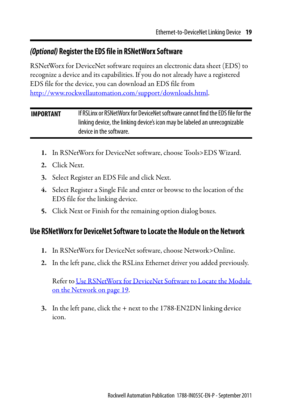 Rockwell Automation 1788-EN2DN Ethernet-to-DeviceNet Linking Device User Manual | Page 19 / 56