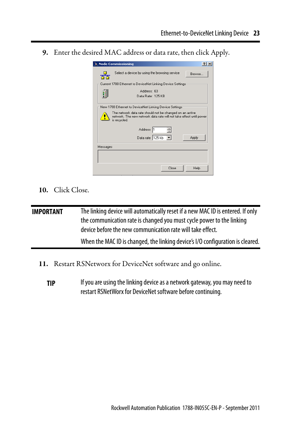 Rockwell Automation 1788-EN2DN Ethernet-to-DeviceNet Linking Device User Manual | Page 23 / 56
