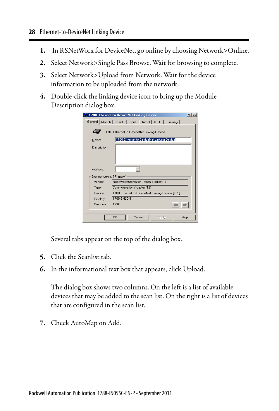 Rockwell Automation 1788-EN2DN Ethernet-to-DeviceNet Linking Device User Manual | Page 28 / 56