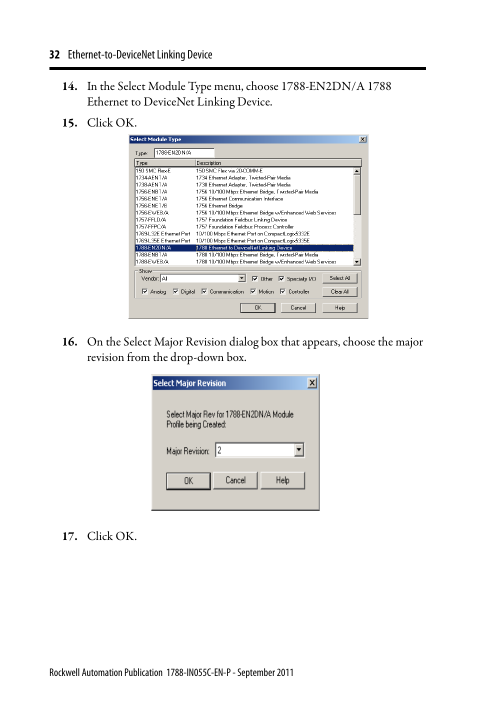 Rockwell Automation 1788-EN2DN Ethernet-to-DeviceNet Linking Device User Manual | Page 32 / 56