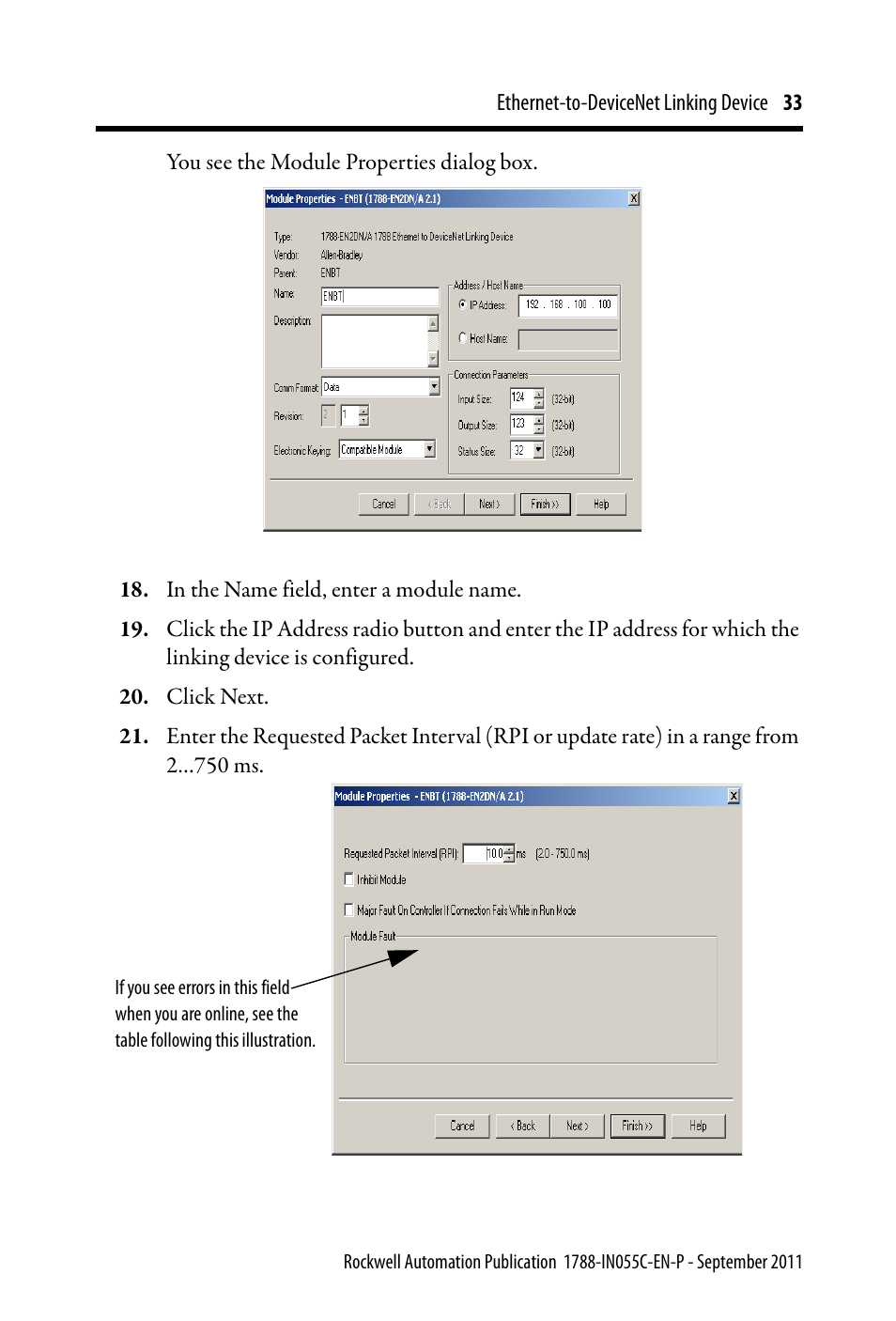 Rockwell Automation 1788-EN2DN Ethernet-to-DeviceNet Linking Device User Manual | Page 33 / 56