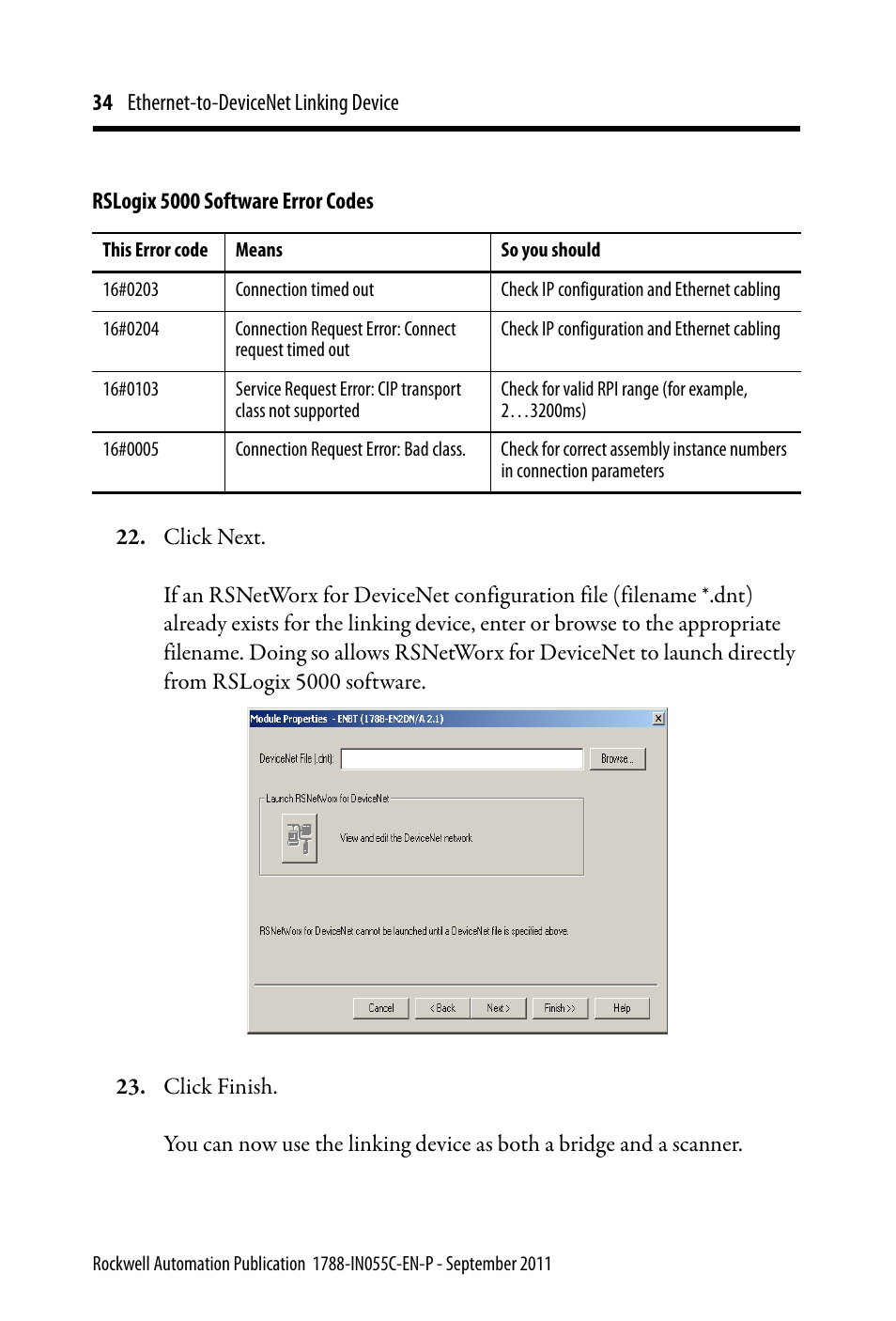 Rockwell Automation 1788-EN2DN Ethernet-to-DeviceNet Linking Device User Manual | Page 34 / 56