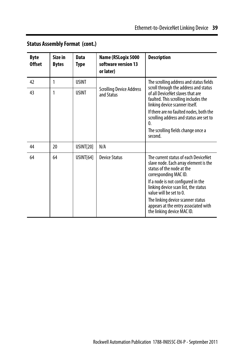 Rockwell Automation 1788-EN2DN Ethernet-to-DeviceNet Linking Device User Manual | Page 39 / 56