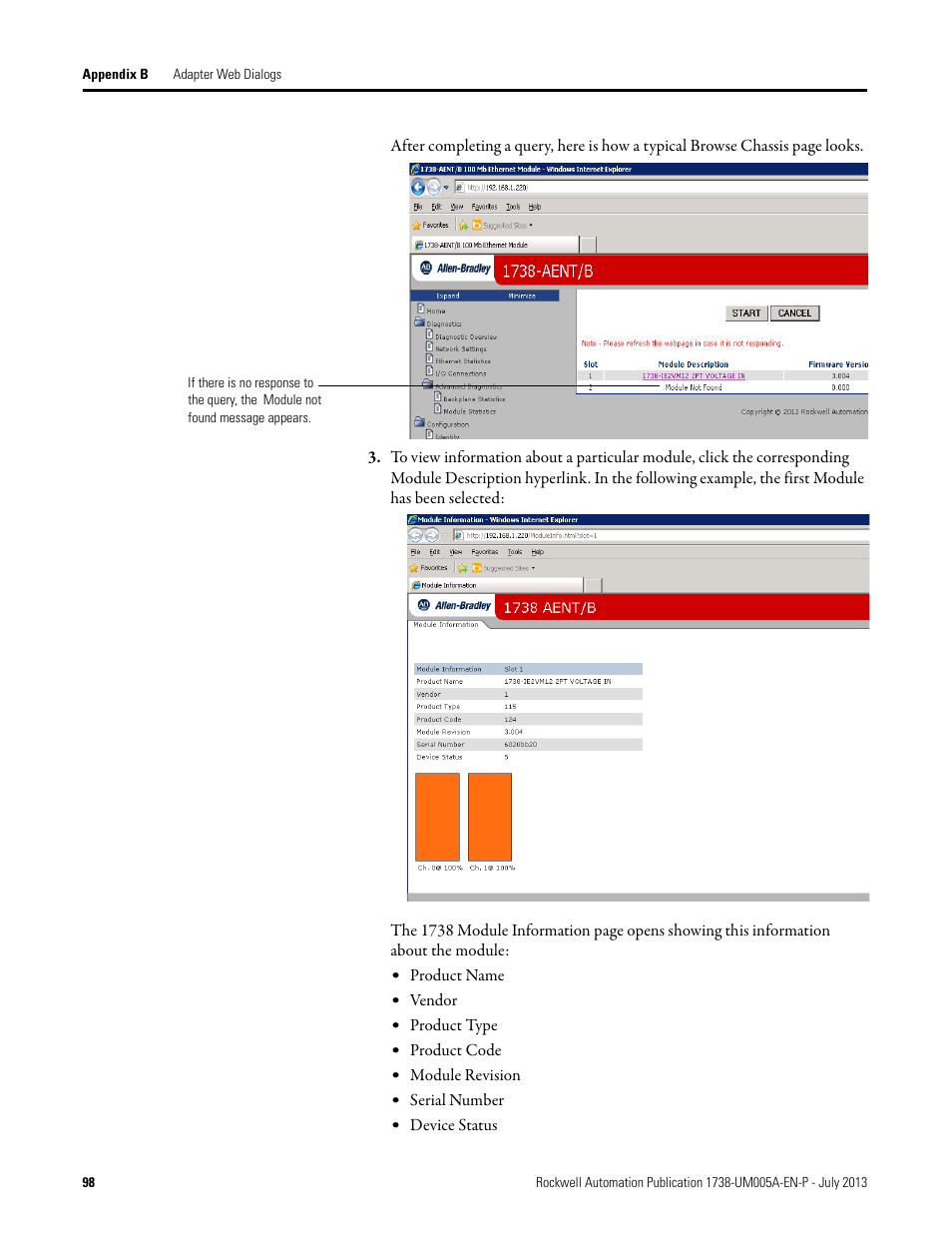 Rockwell Automation 1738-AENT, Series B ArmorPOINT I/O Dual Port EtherNet/IP Adapters User Manual User Manual | Page 110 / 122