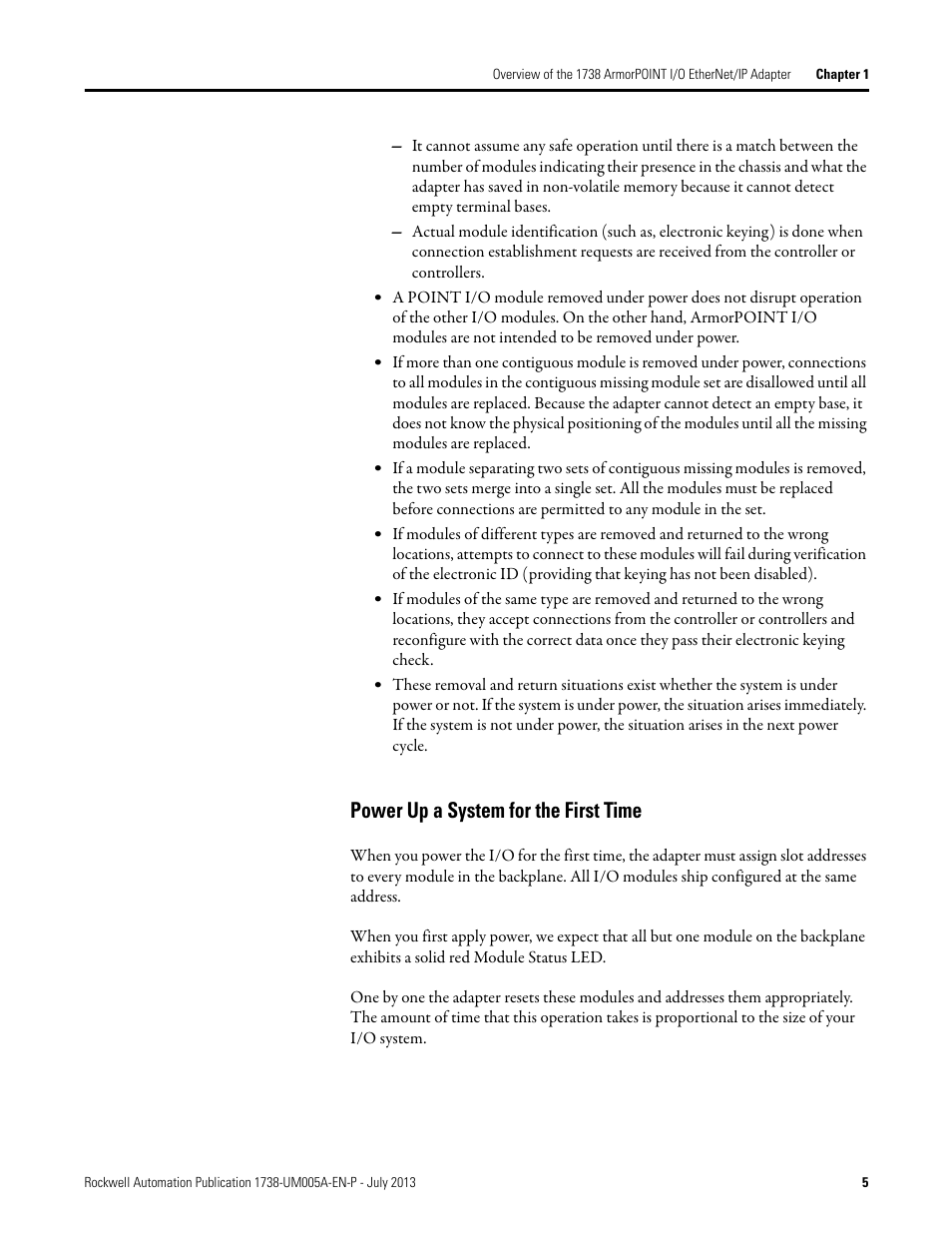 Power up a system for the first time | Rockwell Automation 1738-AENT, Series B ArmorPOINT I/O Dual Port EtherNet/IP Adapters User Manual User Manual | Page 15 / 122